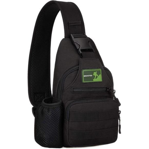 HUNTVP Small Tactical Sling Chest Pack Bag Molle Daypack Backpack Military Cross - Picture 1 of 8